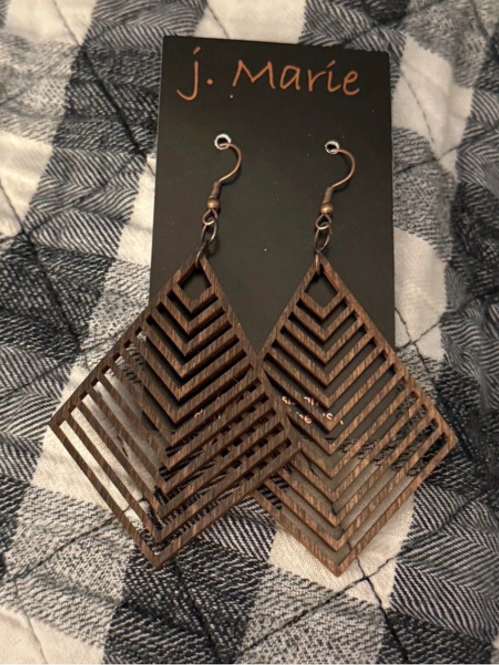 Handmade Brown Geometric Layered Drop Earrings